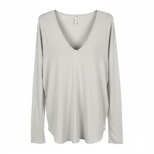 Free People Shirt Top Size Large White Sienna Snap Cuffs Round Neck Oversized